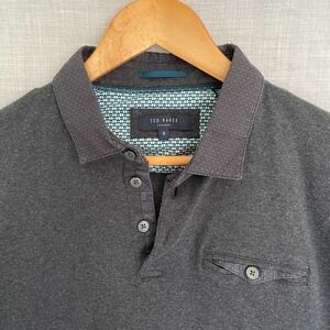 Ted Baker Men's Polo Shirt Size‎ 5 Cotton Short Sleeve Gray